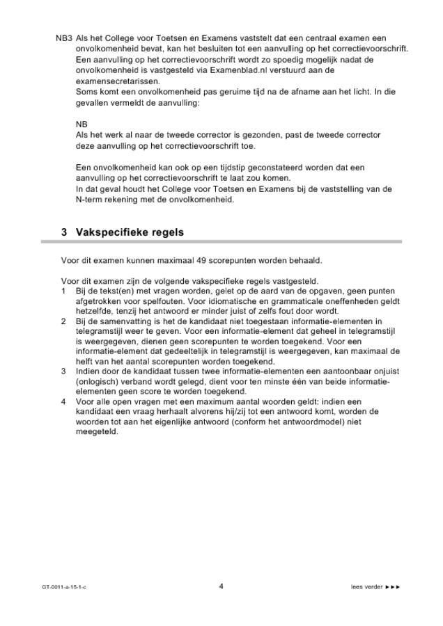 Correctievoorschrift examen VMBO GLTL Nederlands 2015, tijdvak 1. Pagina 4