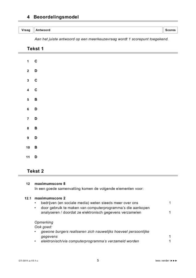 Correctievoorschrift examen VMBO GLTL Nederlands 2015, tijdvak 1. Pagina 5