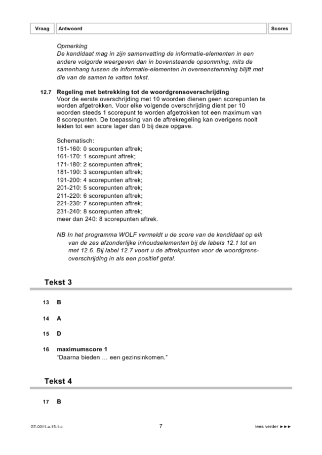 Correctievoorschrift examen VMBO GLTL Nederlands 2015, tijdvak 1. Pagina 7
