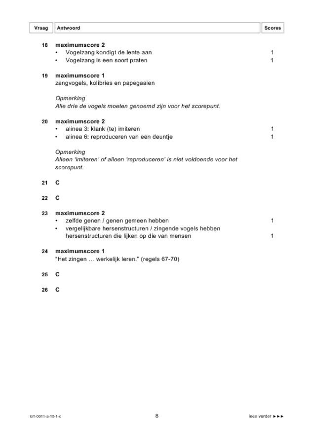 Correctievoorschrift examen VMBO GLTL Nederlands 2015, tijdvak 1. Pagina 8