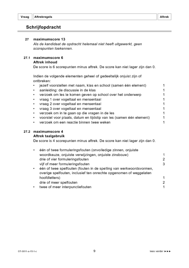 Correctievoorschrift examen VMBO GLTL Nederlands 2015, tijdvak 1. Pagina 9