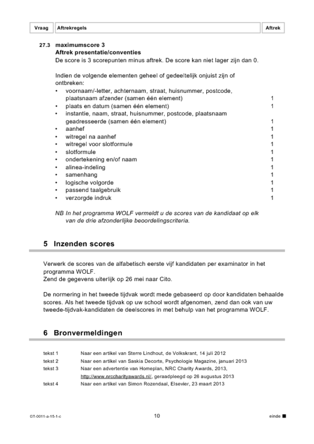 Correctievoorschrift examen VMBO GLTL Nederlands 2015, tijdvak 1. Pagina 10