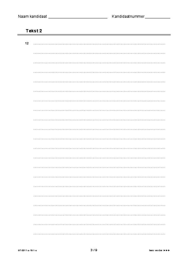 Uitwerkbijlage examen VMBO GLTL Nederlands 2018, tijdvak 1. Pagina 3