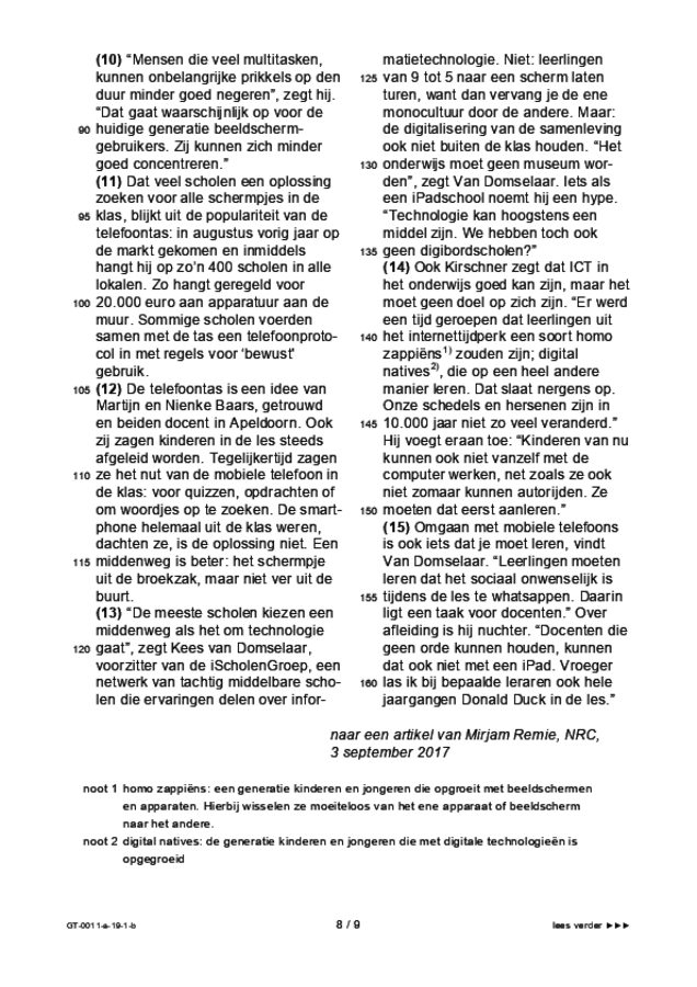 Bijlage examen VMBO GLTL Nederlands 2019, tijdvak 1. Pagina 8