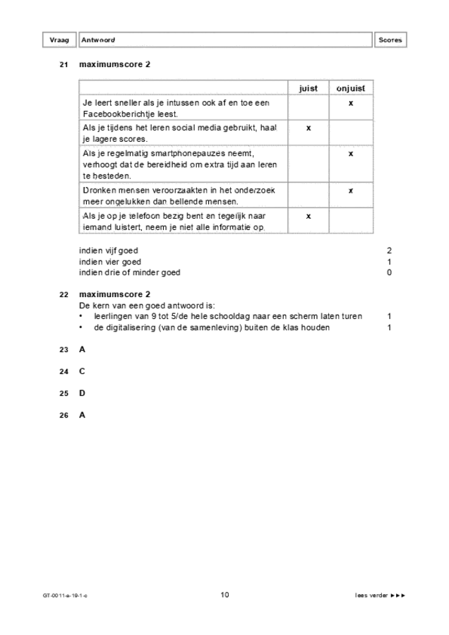 Correctievoorschrift examen VMBO GLTL Nederlands 2019, tijdvak 1. Pagina 10