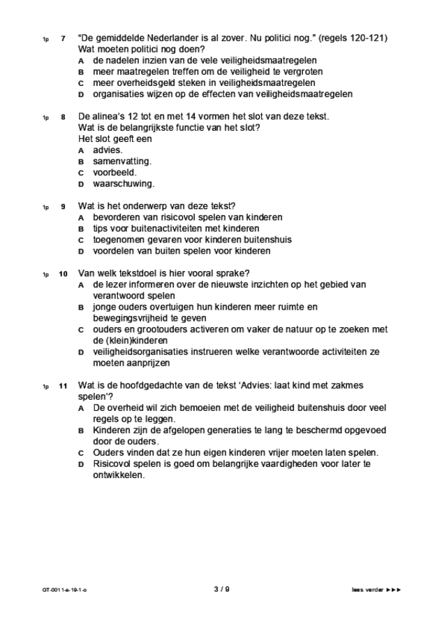 Opgaven examen VMBO GLTL Nederlands 2019, tijdvak 1. Pagina 3
