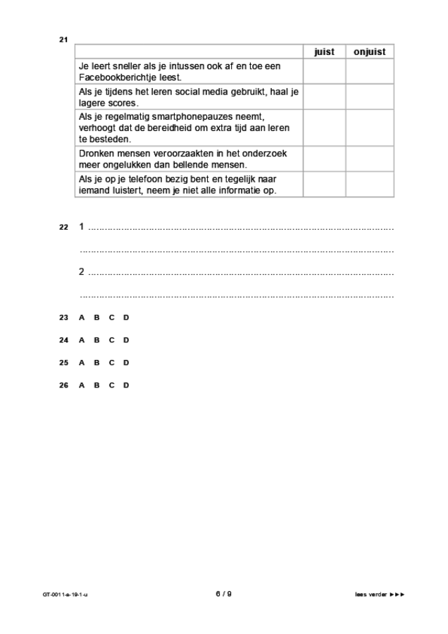 Uitwerkbijlage examen VMBO GLTL Nederlands 2019, tijdvak 1. Pagina 6