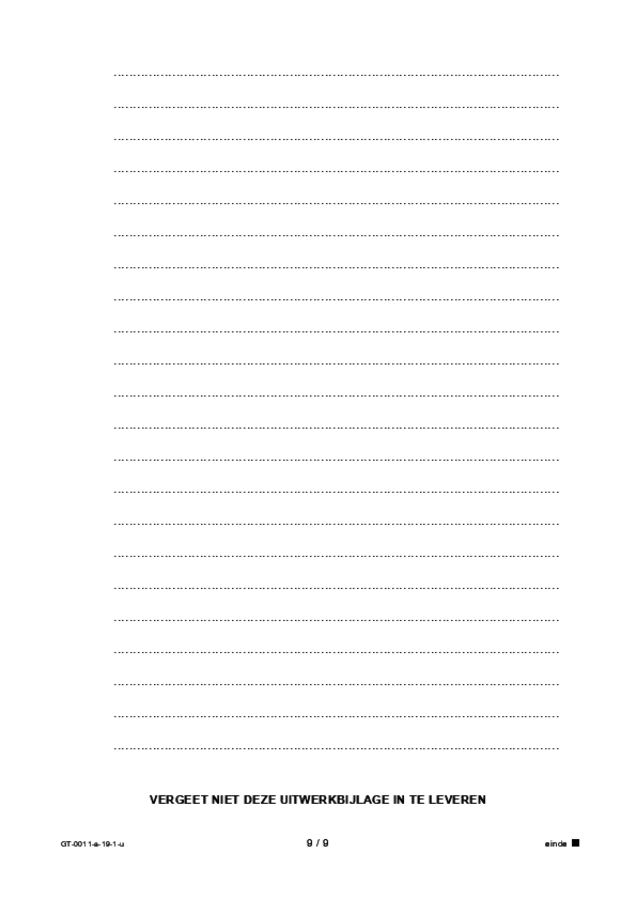 Uitwerkbijlage examen VMBO GLTL Nederlands 2019, tijdvak 1. Pagina 9