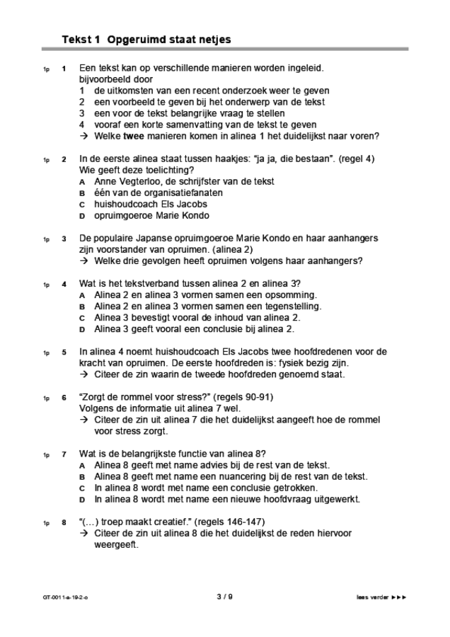 Opgaven examen VMBO GLTL Nederlands 2019, tijdvak 2. Pagina 3
