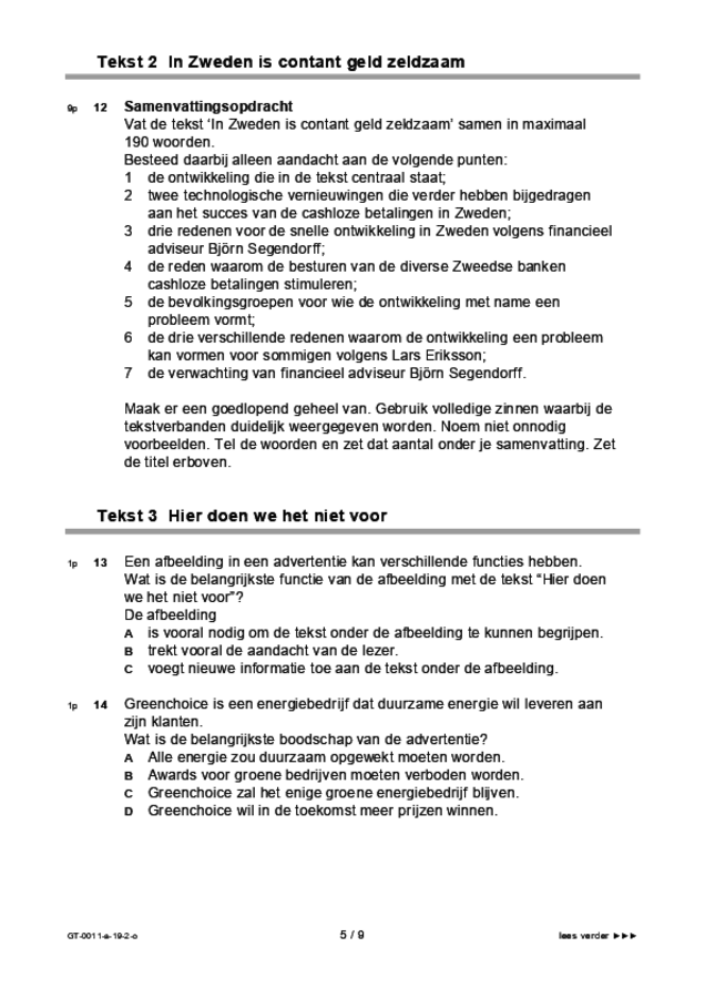Opgaven examen VMBO GLTL Nederlands 2019, tijdvak 2. Pagina 5