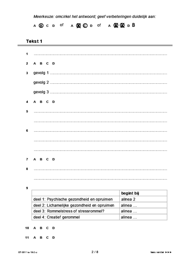 Uitwerkbijlage examen VMBO GLTL Nederlands 2019, tijdvak 2. Pagina 2