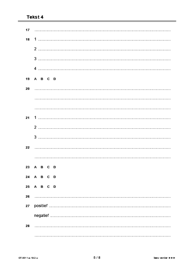 Uitwerkbijlage examen VMBO GLTL Nederlands 2019, tijdvak 2. Pagina 5