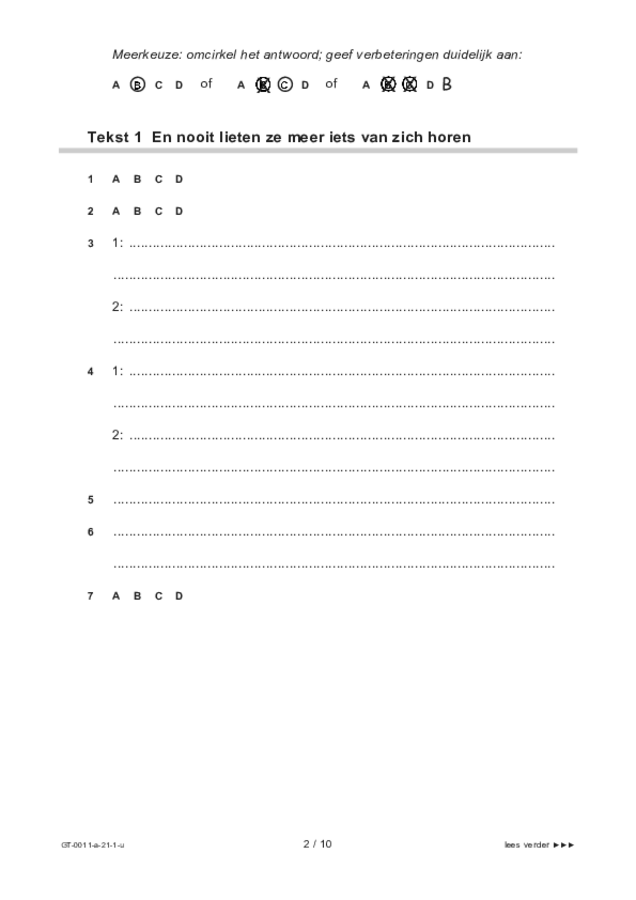 Uitwerkbijlage examen VMBO GLTL Nederlands 2021, tijdvak 1. Pagina 2