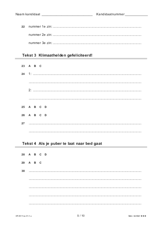 Uitwerkbijlage examen VMBO GLTL Nederlands 2021, tijdvak 1. Pagina 5