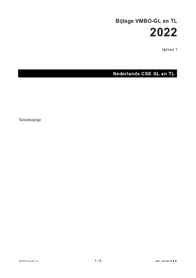 Bijlage examen VMBO GLTL Nederlands 2022, tijdvak 1. Pagina 1