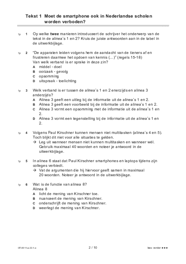 Opgaven examen VMBO GLTL Nederlands 2022, tijdvak 1. Pagina 2