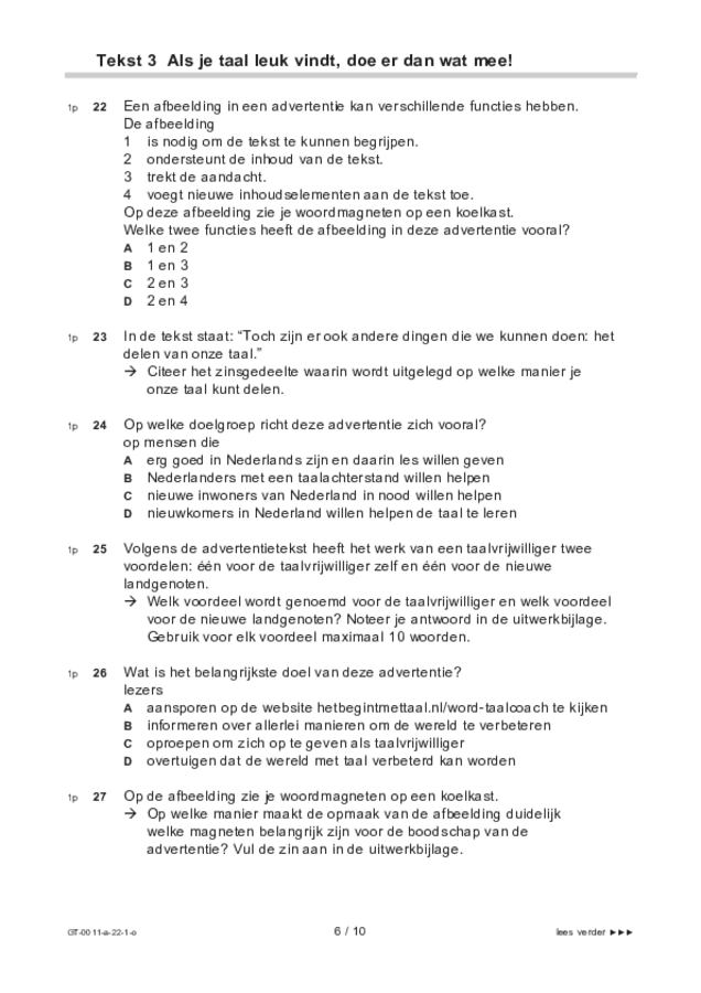 Opgaven examen VMBO GLTL Nederlands 2022, tijdvak 1. Pagina 6