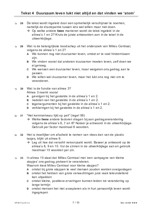 Opgaven examen VMBO GLTL Nederlands 2022, tijdvak 1. Pagina 7