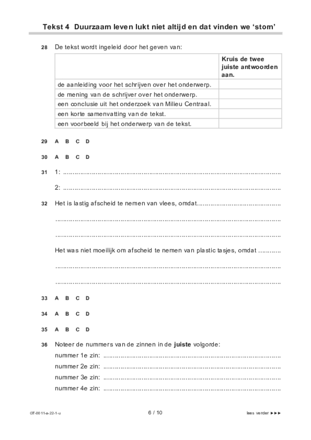 Uitwerkbijlage examen VMBO GLTL Nederlands 2022, tijdvak 1. Pagina 6