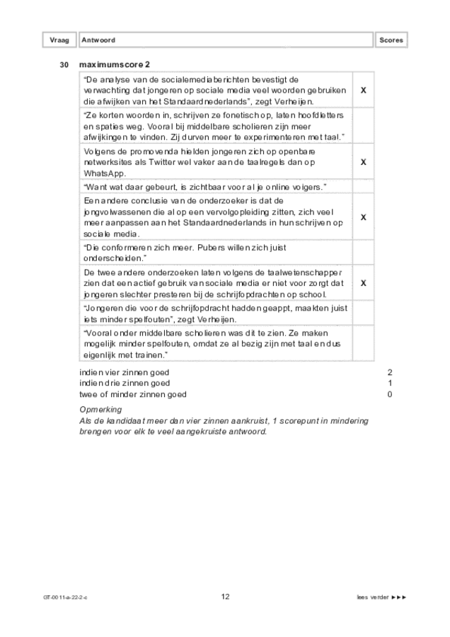 Correctievoorschrift examen VMBO GLTL Nederlands 2022, tijdvak 2. Pagina 12