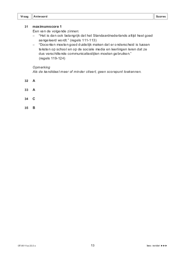 Correctievoorschrift examen VMBO GLTL Nederlands 2022, tijdvak 2. Pagina 13