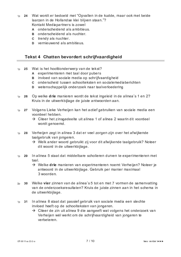 Opgaven examen VMBO GLTL Nederlands 2022, tijdvak 2. Pagina 7