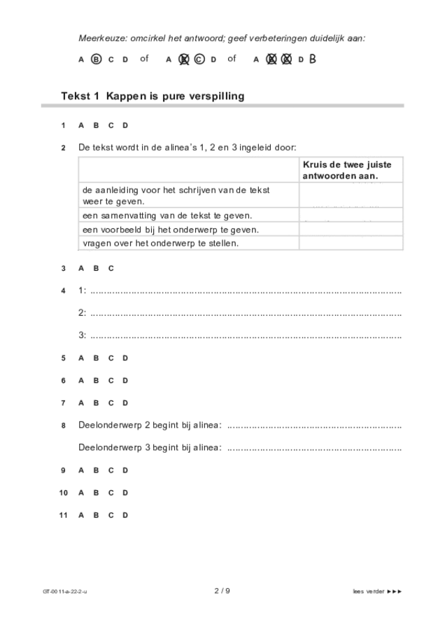 Uitwerkbijlage examen VMBO GLTL Nederlands 2022, tijdvak 2. Pagina 2