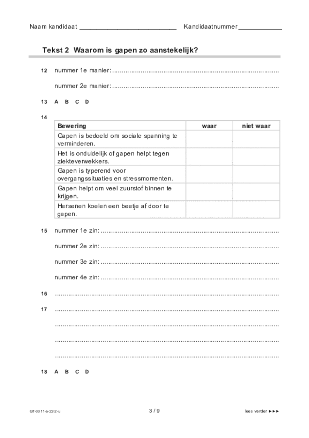 Uitwerkbijlage examen VMBO GLTL Nederlands 2022, tijdvak 2. Pagina 3