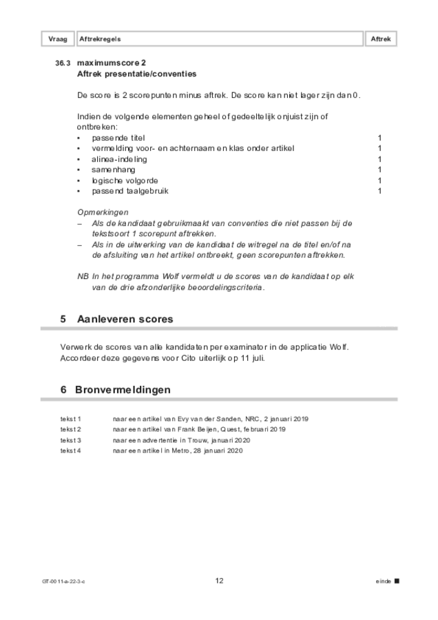 Correctievoorschrift examen VMBO GLTL Nederlands 2022, tijdvak 3. Pagina 12