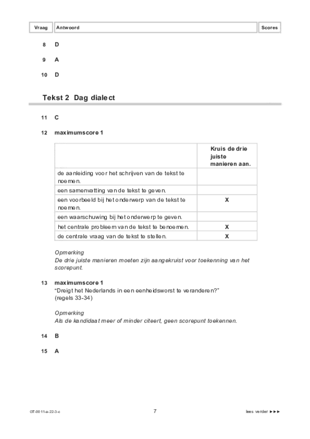 Correctievoorschrift examen VMBO GLTL Nederlands 2022, tijdvak 3. Pagina 7