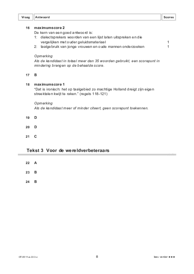 Correctievoorschrift examen VMBO GLTL Nederlands 2022, tijdvak 3. Pagina 8