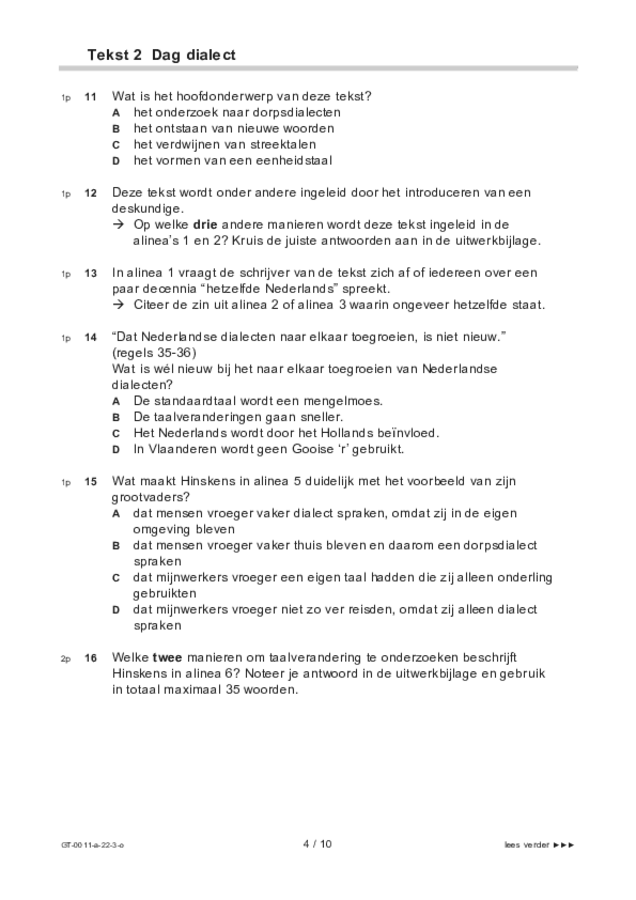 Opgaven examen VMBO GLTL Nederlands 2022, tijdvak 3. Pagina 4