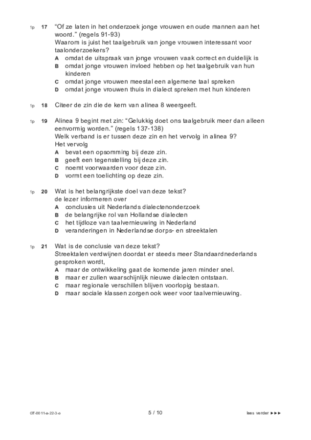Opgaven examen VMBO GLTL Nederlands 2022, tijdvak 3. Pagina 5