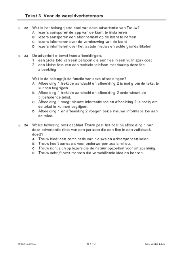 Opgaven examen VMBO GLTL Nederlands 2022, tijdvak 3. Pagina 6