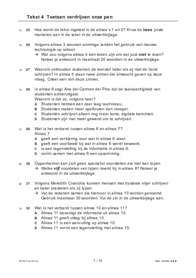 Opgaven examen VMBO GLTL Nederlands 2022, tijdvak 3. Pagina 7
