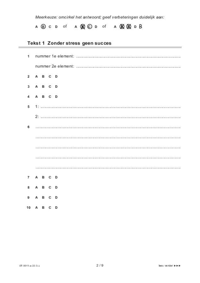Uitwerkbijlage examen VMBO GLTL Nederlands 2022, tijdvak 3. Pagina 2
