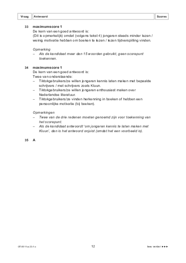 Correctievoorschrift examen VMBO GLTL Nederlands 2023, tijdvak 1. Pagina 12