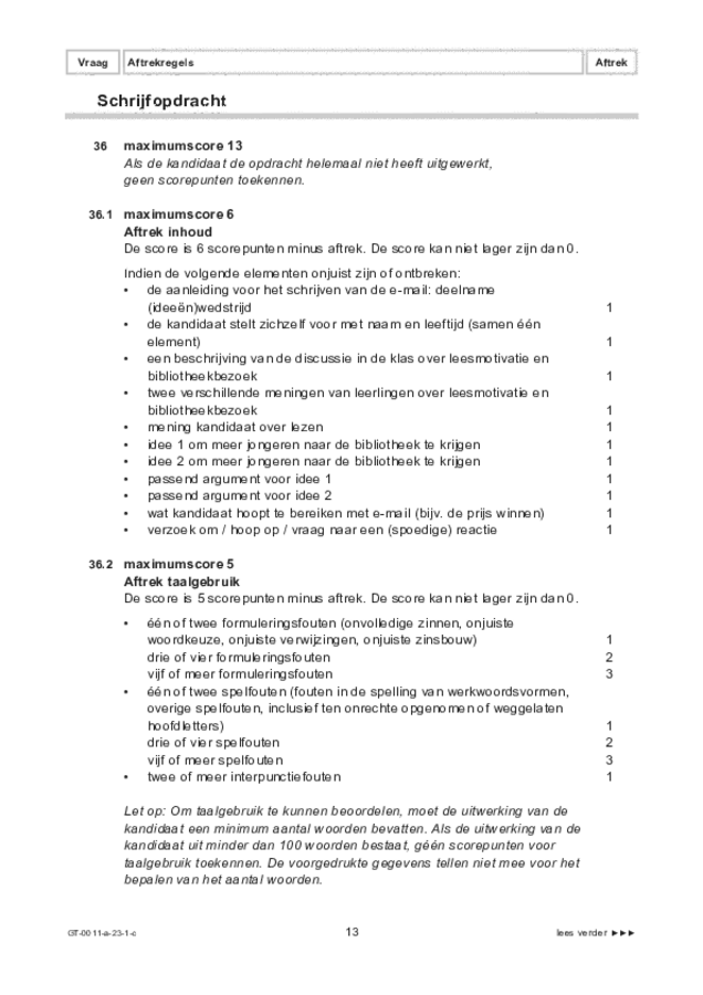 Correctievoorschrift examen VMBO GLTL Nederlands 2023, tijdvak 1. Pagina 13