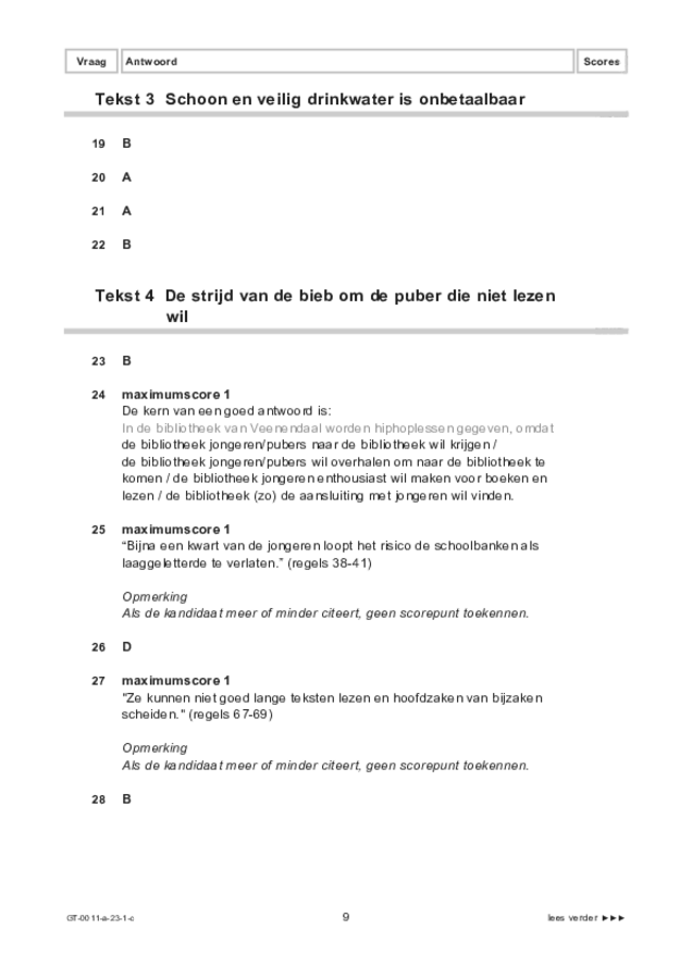 Correctievoorschrift examen VMBO GLTL Nederlands 2023, tijdvak 1. Pagina 9