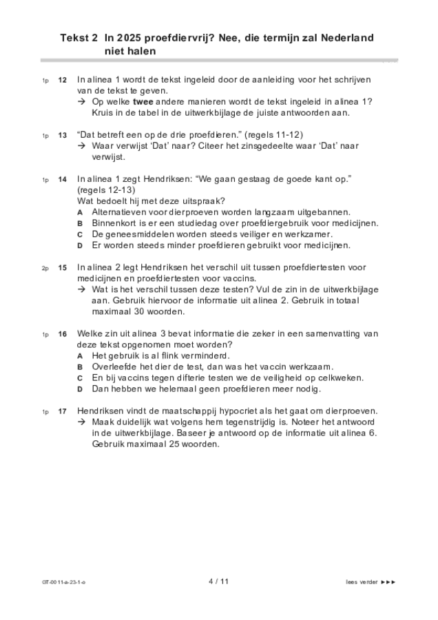 Opgaven examen VMBO GLTL Nederlands 2023, tijdvak 1. Pagina 4