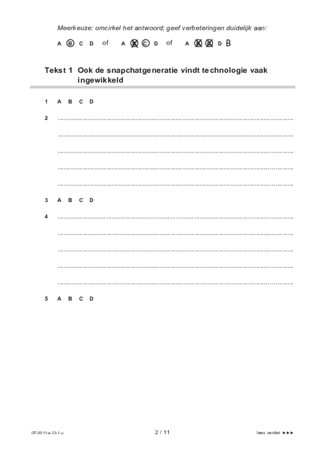 Uitwerkbijlage examen VMBO GLTL Nederlands 2023, tijdvak 1. Pagina 2