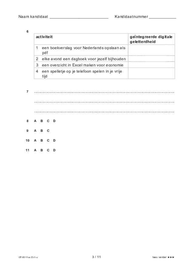 Uitwerkbijlage examen VMBO GLTL Nederlands 2023, tijdvak 1. Pagina 3