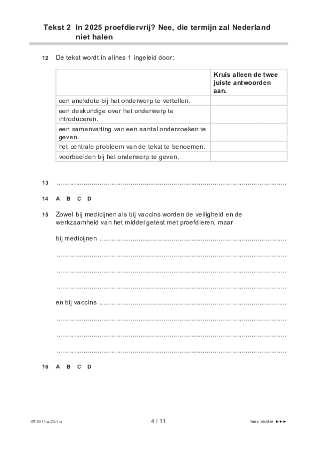 Uitwerkbijlage examen VMBO GLTL Nederlands 2023, tijdvak 1. Pagina 4