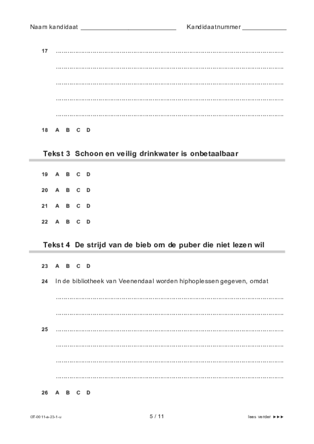 Uitwerkbijlage examen VMBO GLTL Nederlands 2023, tijdvak 1. Pagina 5