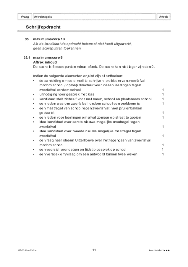 Correctievoorschrift examen VMBO GLTL Nederlands 2023, tijdvak 2. Pagina 11