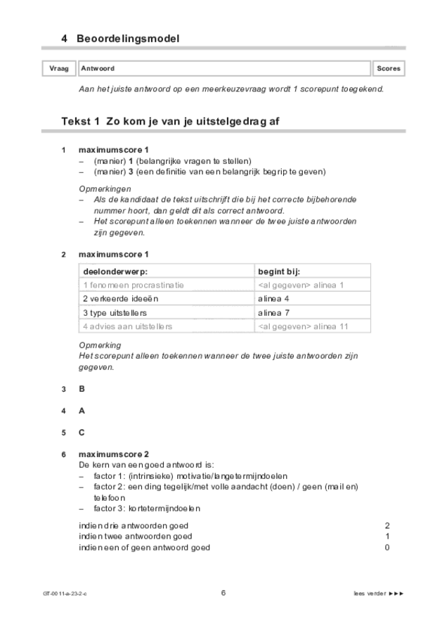 Correctievoorschrift examen VMBO GLTL Nederlands 2023, tijdvak 2. Pagina 6