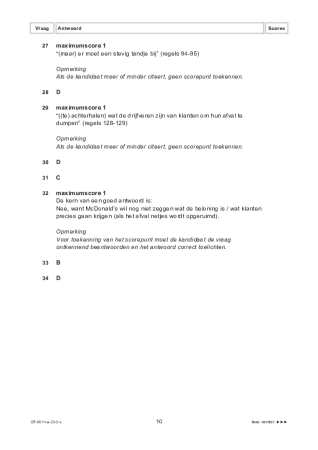 Correctievoorschrift examen VMBO GLTL Nederlands 2023, tijdvak 2. Pagina 10