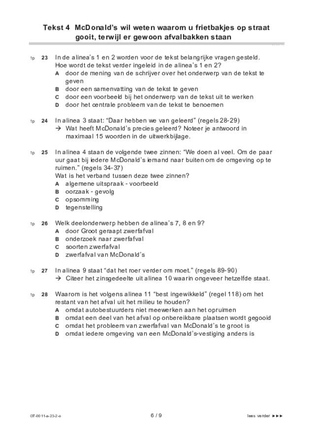 Opgaven examen VMBO GLTL Nederlands 2023, tijdvak 2. Pagina 6