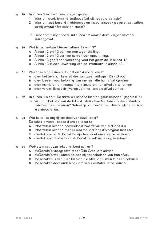 Opgaven examen VMBO GLTL Nederlands 2023, tijdvak 2. Pagina 7