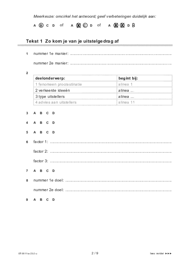 Uitwerkbijlage examen VMBO GLTL Nederlands 2023, tijdvak 2. Pagina 2